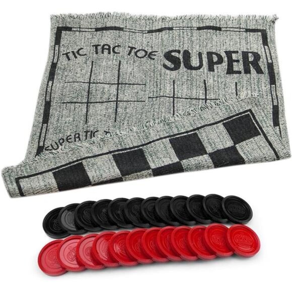 Home Jumbo Checkers, Giant 3-in-1 Checkers Game Rug Board Game Set, 2 Players - Picture 2 of 8